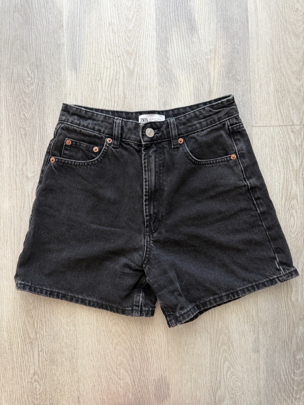 Zara Black High-Rise Denim Shorts size 2